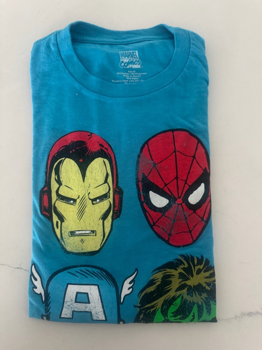 Marvel Kids Teal Superhero Tee with Iron Man, Spider-Man & More